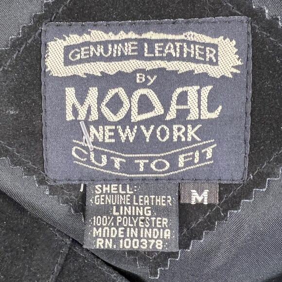 VTG MODAL of NEW YORK Black Leather Cut to Fit Dress Vest Snap Buttons Medium - Picture 6 of 6